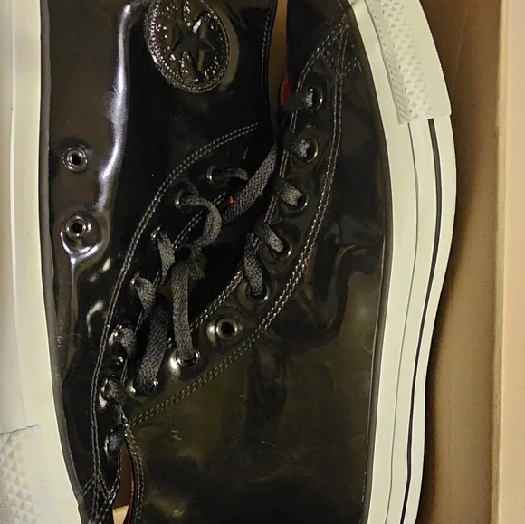 CONVERSE PATENT LEATHER ALL STAR HIGH TOP SNEAKERS - Picture 9 of 11